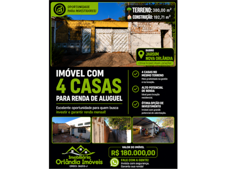 Venda Imóvel Com 04 Casas Orlândia-SP